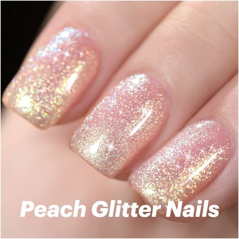 Pearl Gel Nail Polish, 16ml Iridescent Gel Polish, Shimmering Mermaid Soak Off UV Gel Polish for Nail Art DIY at Home, Milky Peach Iridescent Nail Polish, Opal Nails, Peach Nails, Glitter Gel Polish, Glitter Gel Nails, Diy Nail Art, Easter Nails, Festival Nails, Pastel Nails