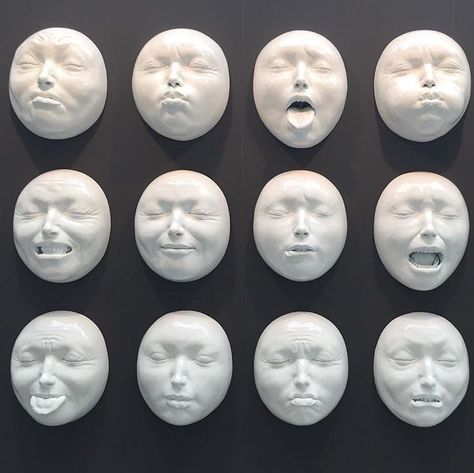 Clay Face Mask, Clay Faces, Juxtapoz Magazine, Sculpting Clay, Pebble Painting, Sculpture Installation, Weird Art, Black And White Design, Air Dry Clay