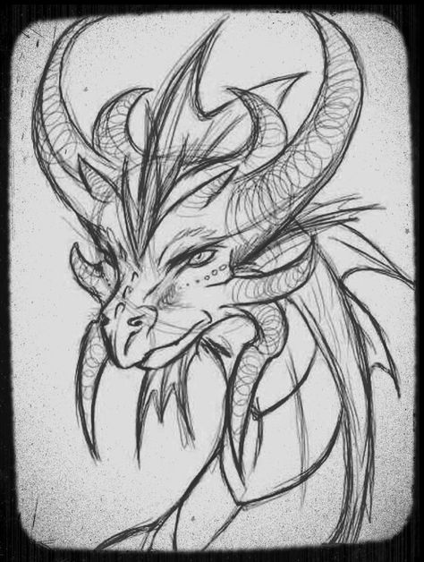 Sketches Of Mythical Creatures, Dragon Pencil Drawings Easy, Fantasy Drawings Pencil Easy, Mythical Animals Drawing, Mythical Dragon Drawing, Cool Drawings Of Dragons, Sketch Fantasy Art, Dragon Art Ideas, Drawing Ideas Mythical Creatures