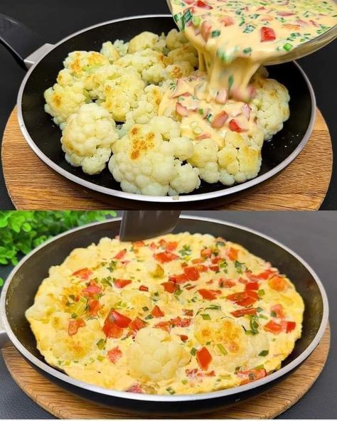 Cauliflower And Egg Recipes, Breakfast With Cauliflower, Cauliflower And Eggs, Fresh Cauliflower Recipes, Califlower Recipes Dinner Healthy, Cauliflower Breakfast Casserole, Pan Fried Cauliflower, Cauliflower Breakfast, Cauliflower Benefits