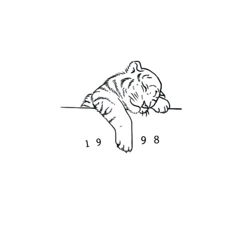 Line Art Lion Tattoo, Tiger Cat Tattoo, Minimalistic Tiger Tattoo, Sleeping Tiger Tattoo, Mini Tiger Tattoo, Minimal Tiger Tattoo, Tiger Outline Tattoo, Japanese Minimalist Tattoo, Baby Tiger Tattoo