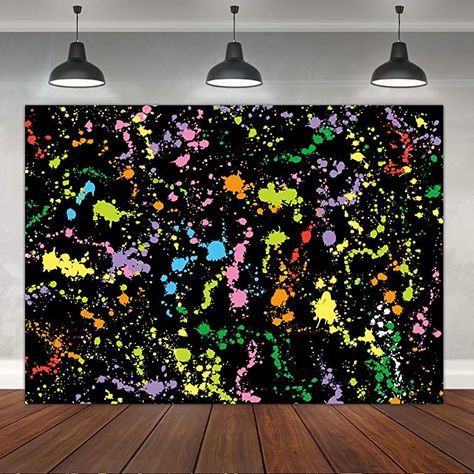 Amazon.com : Colorful Paint Splash Backdrop Abstract Graffiti Style Photography Background Neon Glow Splatter Hip Hop Disco Retro 80's 90's Happy Birthday Glow Party Art Vinyl 7x5ft Banner Photo Studio Props : Electronics Paint Splatter Party Decorations, Paint Splatter Party Ideas, Splatter Paint Party Ideas, Paint Splatter Party, Birthday Glow Party, Dance Party Decorations, Photo Studio Props, Background Neon, Disco Party Decorations