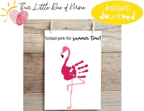 Tickled Pink Flamingo Summer Fun Footprint Handprint | Etsy Flamingo Handprint Art, Flamingo Handprint, Flower Handprint, Handprint Printable, Handprint Keepsake, Document Frame, Summer Printables, Home Daycare, Computer Paper