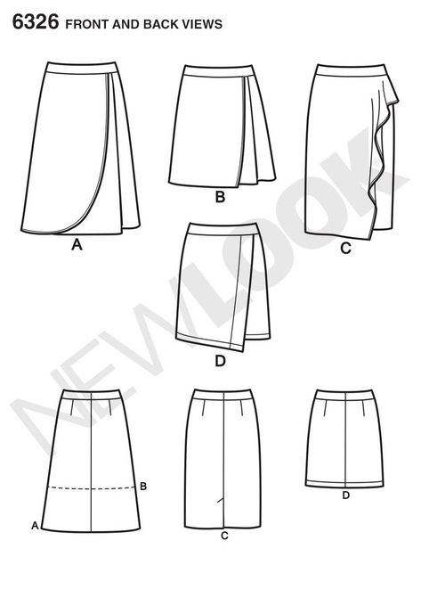 Purchase New Look 6326 Misses' Mock Wrap Skirt with Front and Length Variations and read its pattern reviews. Find other Skirts, sewing patterns. Wrap Skirt Sewing, Wrap Skirt Tutorial, Wrap Skirt Sewing Pattern, Skirt Variations, Diy Maxi Skirt, Wrap Skirt Pattern, Trendy Sewing Patterns, Skirt Sewing Pattern, Crafts Sewing Patterns