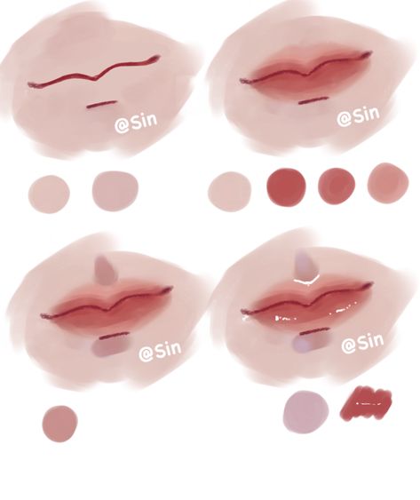 How To Shade Mouth, Koleen Drawing Digital, I Bis Paint X Brushes Qr Code Lineart, Digital Art Beginner Ibis Paint, Ibis Paint Tutorial, Lip Shading, Shading Tutorial, Anime Lips, Lip Drawing