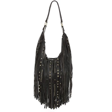 Ash Tyler Fringe Hobo Bag ($345) ❤ liked on Polyvore featuring bags, handbags, shoulder bags, purses, black, hobo handbags, accessories handbags, black leather shoulder bag and hobo purse Large Leather Handbags, Gothic Bag, Fringe Handbags, Music Festival Outfits, Bohemian Bags, Music Festival Outfit, Fringe Bags, Boho Purses, Boho Bags