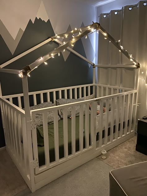 I tried making my own baby crib. I don’t have any experience on making this. My first time. Diy Twin Crib, Twin Bed Crib, Baby Accessories Must Have Cribs & Toddler Beds, Crib Floor Bed Diy, Adult Crib Bed, Twin Crib Ideas, Baby Cribs Diy, Baby Crib Ideas, Cribs For Babies