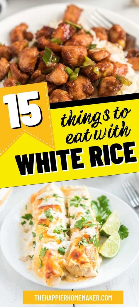 Lunch Ideas With White Rice, Meals To Make With White Rice, What To Put On White Rice, Food To Eat With White Rice, Dishes Served Over Rice, Chicken With White Rice Recipes, Best Rice Dishes, What To Do With White Rice, White Rice Meals Easy