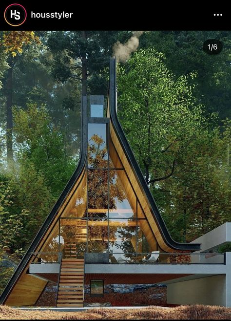 Floating Architecture, Contemporary Cabin, Iranian Architecture, Frame Cabin, Building Roof, A Frame Cabin, A Frame House, Design Exterior, Cabin Style