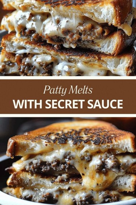 Patty Melts with Secret Sauce Patty Melt Secret Sauce Recipe, Patty Melt With Secret Sauce, Patty Melt Recipe Pioneer Woman, Patty Melt Sauce, Patty Melts With Secret Sauce, Sandwich Night, Patty Melt Recipe, Grilled Burger Recipes, Classic Burger