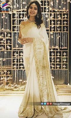 The Engagement Saree Etched With Samantha and Chaitanya's Love Story With Exclusive - Never Seen Before Pics!!! Samantha In Saree, Engagement Dress For Bride, Engagement Saree, Indian Engagement, Samantha Wedding, Samantha Ruth Prabhu, Samantha Ruth, White Saree, Indian Bridal Outfits