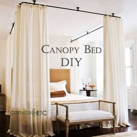 Diy Bed Curtains, Canopy Bed Curtains Diy, Bed Curtains Diy, Bedroom Ideas For Mom, Curtain Over Bed, Sleep Romantic, Curtains Around Bed, Bedroom Sanctuary Ideas, Tuscany Bedroom