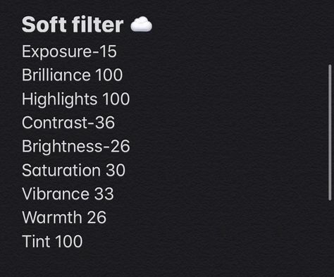 Picture Adjustments, Preppy Filter, Glow Filter, Filter Ideas, Photo Adjustments, Soft Filter, Photo Hacks, Vintage Photo Editing, Photography Settings