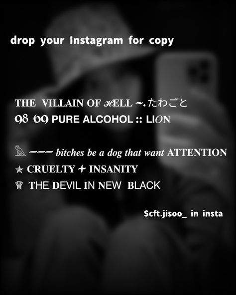 if u want the copy of it drop your Instagram In comment:3 Krp Bio Ideas Dark, Krp Bio Ideas, Roleplay Bio Ideas, Dark Bio Ideas, Krp Bio, Bio Tiktok Ideas, Rp Bio, Y2k Tiktok, Dark Y2k