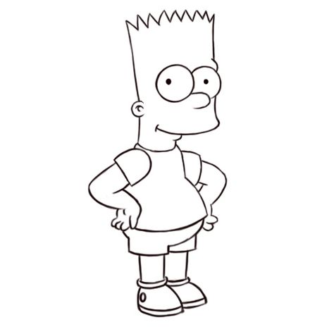 Bart Simpson Tattoo, Bart Simpson Drawing, Simpson Tattoo, Family Line Art, Simpsons Tattoo, Simpson Family, Simpsons Drawings, Cartoon Drawings Disney, Cartoon Drawing Tutorial