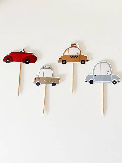 JosiJamesStore - Etsy Car Cupcake Toppers, Auto Party, Cars Cupcakes, Transportation Birthday, Car Pattern, Car Themed Parties, Car Birthday Theme, Cars Theme Birthday Party, Car Party