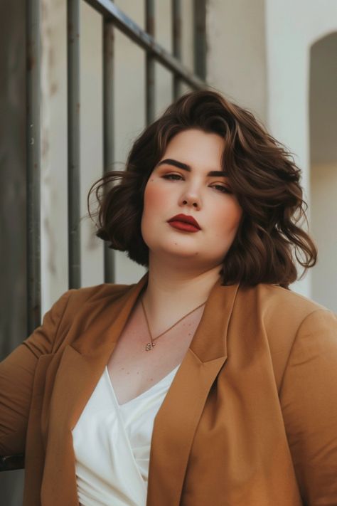 These 20 Best Hairstyles for Large Women Are Curves-Approved Short Hair For Round Face Chubby Cheeks, Round Face Short Haircuts Plus Size, Haircut For Plus Size Women, Cabelo Plus Size, Ways To Wear A Headband, Haircuts For Plus Size Women, Hairstyles For Plus Size Women, Short Hair Plus Size, Wear A Headband