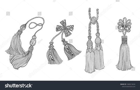 Tassels Set Cord On White Background Stock Illustration 1680513634 | Shutterstock Engraving Illustration, Character Outfits, Image Illustration, Art Nouveau, Stock Illustration, White Background, Royalty Free Stock Photos, Tassels, Stock Images