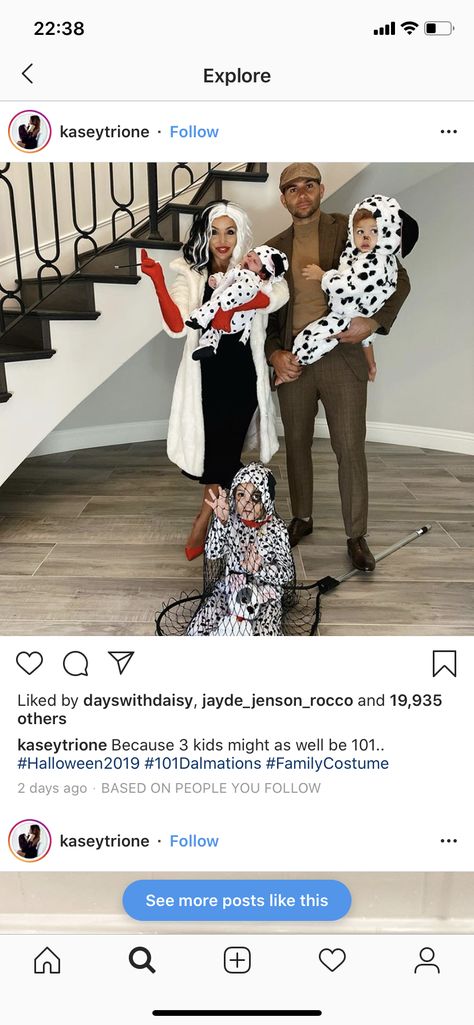 101 Dalmatians Family Halloween Costumes, Halloween Outfit For Family Of 3, Halloween Costumes For Pregnant Women And Family, 101 Dalmations Halloween Costume Family, 101 Dalmations Halloween Costumes, Cruelly Deville Family Costume, Family Dalmation Halloween Costumes, Dalmation Family Costume, Halloween Dalmation Costume