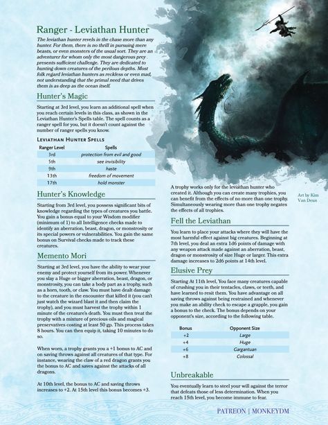 Dnd Ranger, Homebrew Classes, Ranger Dnd, Dungeons And Dragons Rules, Dungeons And Dragons Races, Dnd Homebrew, D D Classes, Dnd Items, D D Character Ideas