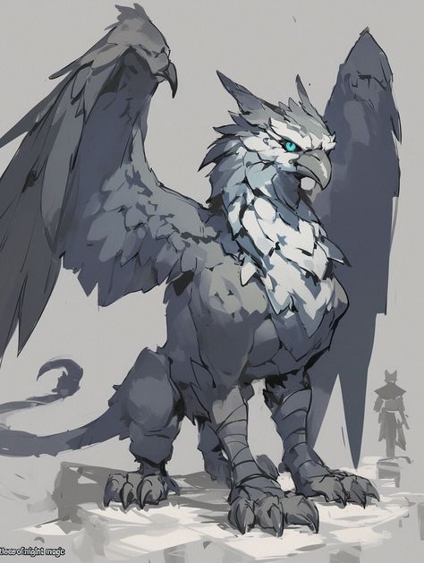 Gryphon (Character) —day 5 Griffin Creature Design, Gryphon Character Design, Griffin Art Mythical, Griffin Character Design, Bird Creature Concept Art, Magical Creatures Drawings, Griffon Art, Griffin Drawing, Griffin Mythical