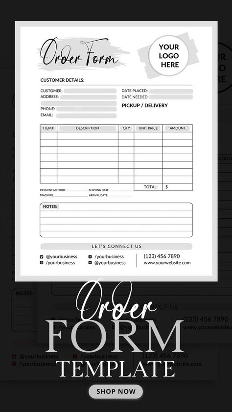 Printable Order Form Template Crochet Order Form Template, Custom Order Form Template Free, Small Business Forms, Diy Small Business, Business Worksheet, Purchase Order Form, Order Tracker, Custom Order Form, Order Form Template Free