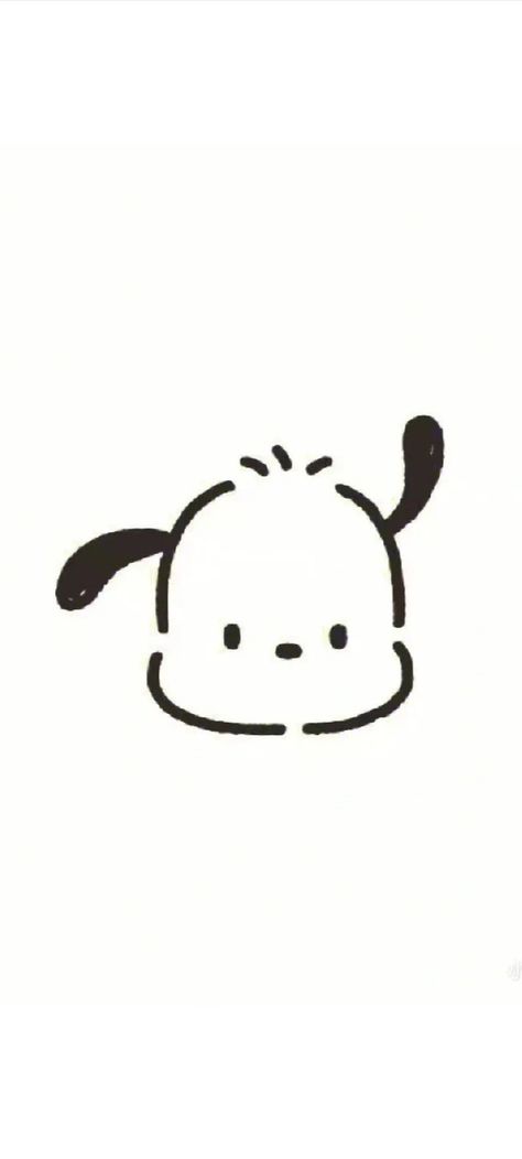 Sanrio Doodles Black And White, Pochacco Black Background, Pochacco Transparent Png, Pochacco Drawing Easy, Pochacco Outline, Pochacco Sketch, Pochacco Tattoo Ideas, Pochacco Embroidery, Pochacco Painting