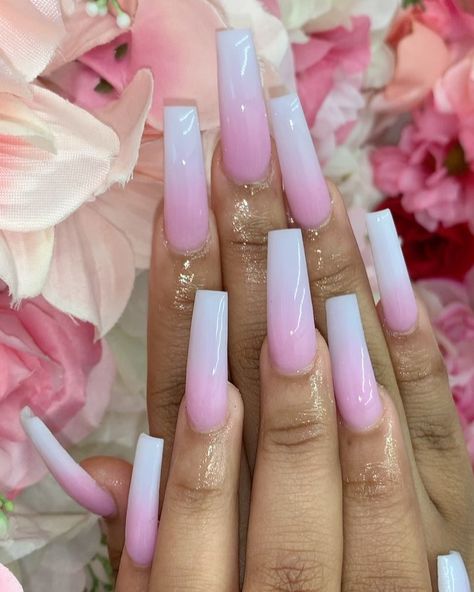 ♥ Nail Tech ♥ on Instagram: “Elegant 🥂🌸 book with me @aliyawrays” Pink Ombre Acrylic Nails, Ombré Nails With Design, Pink Baddie Nails, Ombré Coffin Nails, Art Wishlist, Nail Vibes, Flame Nail Art, Pink White Nails, Ombre Nail Art Designs