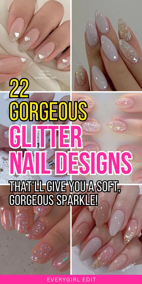 glitter nails, glitter nail designs, glitter nails 2024, glitter nail designs 2024, glitter nail ideas, glitter nail inspo, glitter nail art. Sparkle French Dip Nails, Glitter Acyrilics Nails, Glittery New Year Nails, Glitter At Bottom Of Nails, Nail Designs With Glitter Sparkle, French Nail Designs Sparkle, Round Glitter French Tip Nails, Nail Design With Glitter Accent, Sparkle Accent Nail Ideas