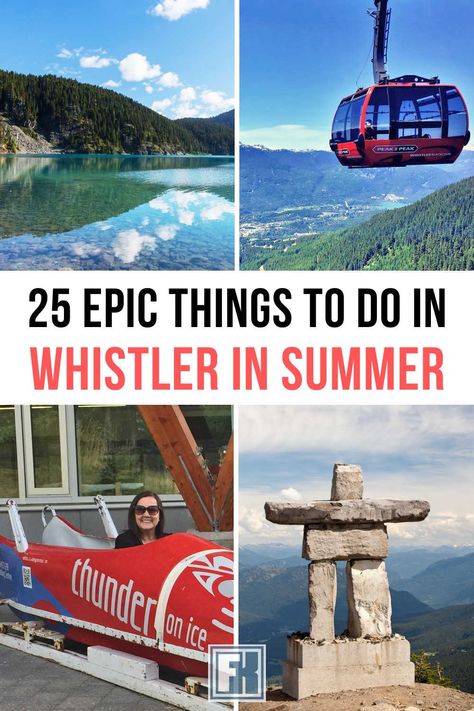 Looking for a unique way to spend your summer in Whistler? This blog post has you covered. This epic list of 25 activities will keep you busy from biking trails and hiking to leisurely spa days, there's something for everyone. Whistler Canada Summer, Whistler Summer, Summer Weekend Getaway, Whistler Mountain, Canada Summer, Lake Activities, Whistler Canada, Whistler Bc, Canada Travel Guide