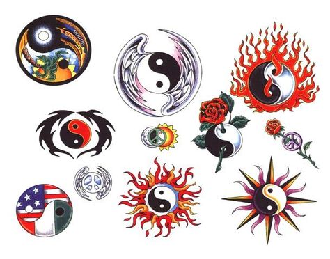 Feng Shui Tattoo, Ying Yang Tattoo, Feng Shui Art, Yang Tattoo, Yin Yang Designs, Yin Yang Tattoos, Star Tattoo Designs, Tattoo Flash Sheet, Traditional Tattoo Design