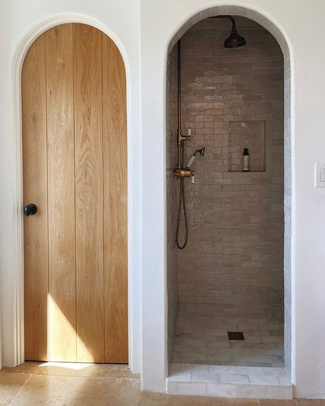 Double arches all the wayyyyy 🌈🌈 #millennialjokes Arched Shower Door Opening, Walk In Shower Archway, Arch Door Bathroom, Shower With Arch Entry, Arched Bathroom Door, Archway Bathroom, Arch Shower Entry, Shower Archway, Bathroom Door Ideas