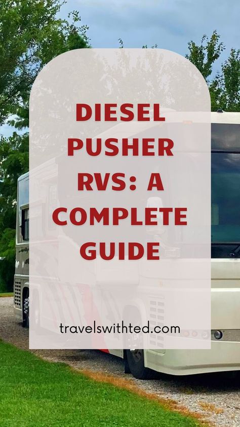 When shopping for motorhome RVs, you will often hear the term diesel pusher. Of course, if you are not familiar with RVs, this term means nothing to you. So, what is a diesel pusher motorhome RV? The short answer is a diesel pusher is a Class A motorhome with a rear diesel engine. Read now to learn more about diesel pusher motorhomes and why they are highly desirable RVs. Motorhome Living, Motorhome Remodel, Rv Gear, Rv Floor Plans, Motorhome Travels, Class A Motorhome, Class B Rv, Class A Rv, Class C Motorhomes