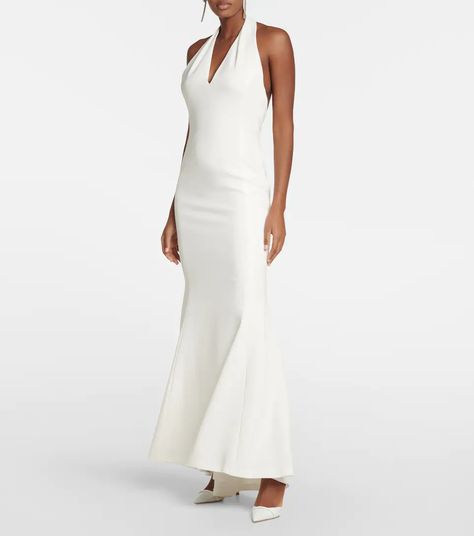 Max Mara - Bridal Uranio halterneck gown | Mytheresa Max Mara Bridal, The Modern Bride, Halterneck Dress, Modern Bride, Max Mara, Open Back, The Modern, White Dress, Luxury Fashion