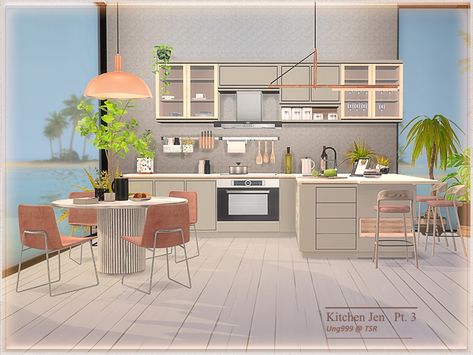 ung999's Kitchen Jen Part 3 Sims 4 Cc Kitchen Decor, Sims 3 Kitchen, Sims 4 Kitchen Cabinets, Sims 4 Cc Kitchen, Large Kitchen Ideas, Scandi Furniture, Sims 4 Kitchen, Resource Furniture, Sims 4 Tsr