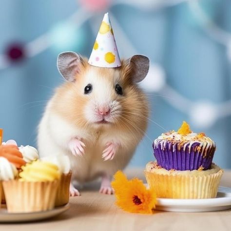 Cute Birthday hamster with cake. Illustration Hamster Cake Birthday, Hamster Happy Birthday, Hamster Cartoon Wallpaper, Cute Hamster Illustration, Hamster Hd, Beautiful Birthday Wishes, Cake Illustration, Logo Banners, Heart With Arrow