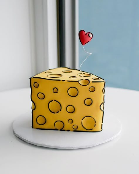 Andrea Ortiz on Instagram: "✨Cheesy✨ . February IS the month to be cheesy 🤣 If you’re not, this cake might help you say stuff like: “BRIE mine” “Life is GOUDA with you” “You’re unBRIElievable” “I SWISS you when you’re gone” or “This might sound cheesy but I think you’re really grate” 🤣💀 and I could continue 🤣 . Or hear me out, If they don’t like cheese you could surprise them with a “cheese free” charcuterie board 🤣 options are endless!! . Just another idea for Valentine’s day… cartoon CHEE Simple Cake Design, Idea For Valentine, Comic Cake, Cakes Decorated, Cake Simple, Funny Birthday Cakes, Special Cakes, Cartoon Cake, Novelty Cakes