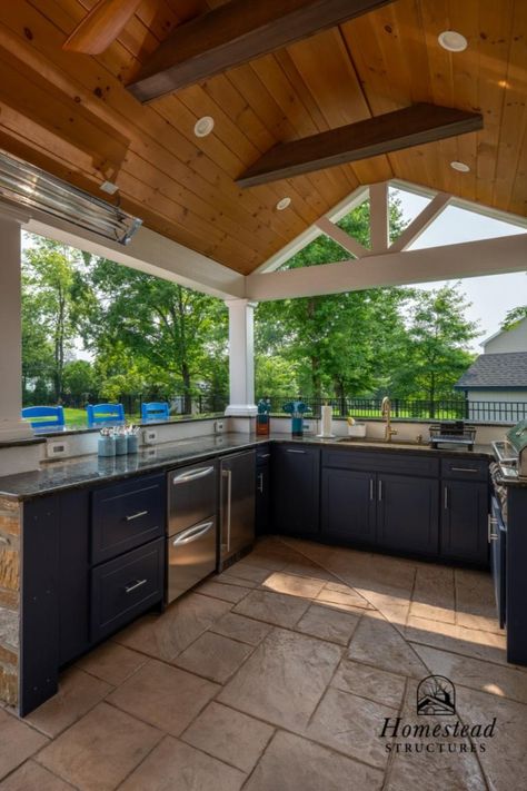 Kitchen With A Bar, Pool House Interior, Backyard Kitchens, Pool House Kitchen, Backyard Bbq Food, Pool Shade, Poolside Bar, Beer Fridge, Pool Cabana