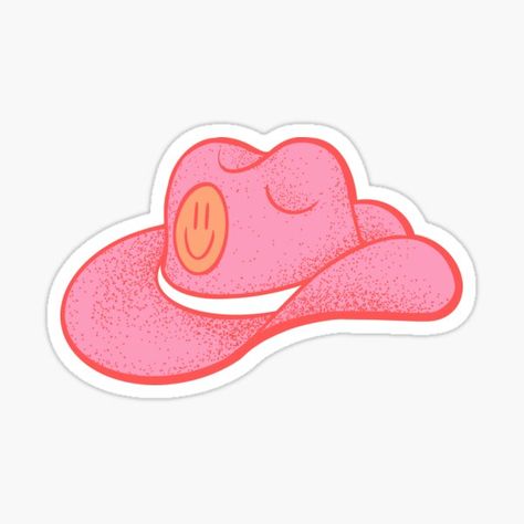 Cowboy Hat Graphic, Cowboy Hat Sticker, Cowboy Hat Design, Pink Cowboy Hat, Pink Cowboy, Yellow Smiley Face, Chapeau Cowboy, Piercing Tattoo, Cowboy Hat