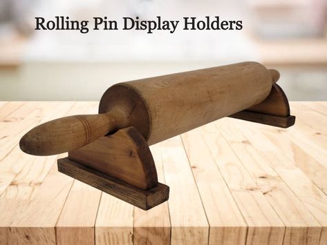 Rolling Pin Holder Kitchen Utensils Display Rack Rolling Pin Display, Rolling Pin Crafts, Rolling Pin Holder, Pin Display, Harvest Basket, Vintage Kitchen Utensils, Pin Holder, Craft Fair Displays, Wood Shop Projects