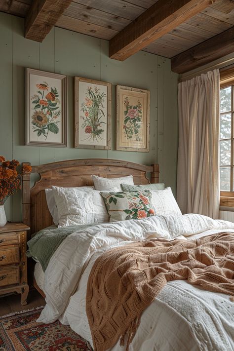 vintage farmhouse bedroom, vintage bedroom, farmhouse bedorom, bedroom decor, romantic bedroom, room ideas Old Farmhouse Decor Bedroom, Small Master Bedrooms Cottage, Cosy Cottagecore Bedroom, Granny Vintage Decor, Natural History Bedroom, Hometown Hgtv Bedroom, Bedroom Inspired Cozy, Master Cottage Bedroom, Cozy Soft Bedroom