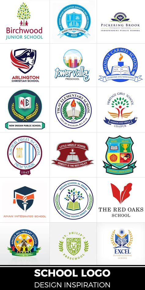 Logo Design Ideas For School, Logo Design Ideas For Education, College Logos Design, School Logos Design Ideas, School Badge Design Ideas, School Logo Design Ideas Creative, Primary School Logo Design Ideas, Educational Logo Design Ideas, School Logo Design Ideas Brand Identity