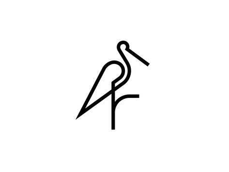 Stork by Petar Shalamanov Stork Logo, Japanese Logos, Hand Palm Tattoos, Animal Logo Inspiration, Animals Logo, Palm Tattoos, Japanese Logo, Hand Palm, College Design