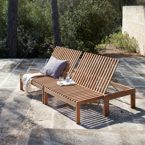 Riviera Lounge showcases the qualities of FSC-certified solid teak through a sophisticated slatted design. Left untreated, the surface will patinate over time and eventually turn a beautiful silvery grey. Optional cushion available in solid or striped colorways.

#interiordesign #architecture  #contemporary #luxuryfurniture #highendfurniture #iotw #luxuryfurnishings #MCM #mcmfurniture  #madeindenmark #outdoorfurniture #contemporaryoutdoor #fritzhansen #skagerak #outdoorloungechair #sunbed Chair And Table, Lounge Cushions, Outdoor Table Lamps, The Lounge, Furniture Trends, Fritz Hansen, Lounge Seating, A Chair, Outdoor Lounge