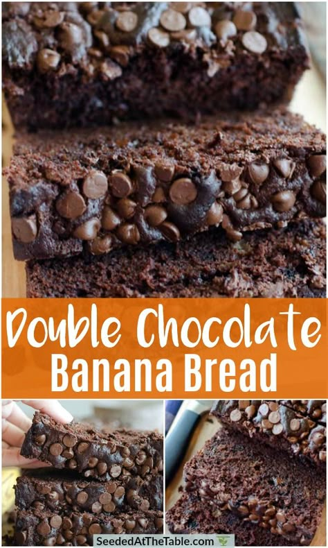 Chocolate Chocolate Chip Banana Bread, Double Chocolate Chip Banana Bread, Double Chocolate Banana Bread Recipe, Perfect Banana Bread Recipe, Banana Bread Recipe Easy Moist, Double Chocolate Banana Bread, Perfect Banana Bread, Sour Cream Banana Bread, Chocolate Chip Banana Bread Recipe