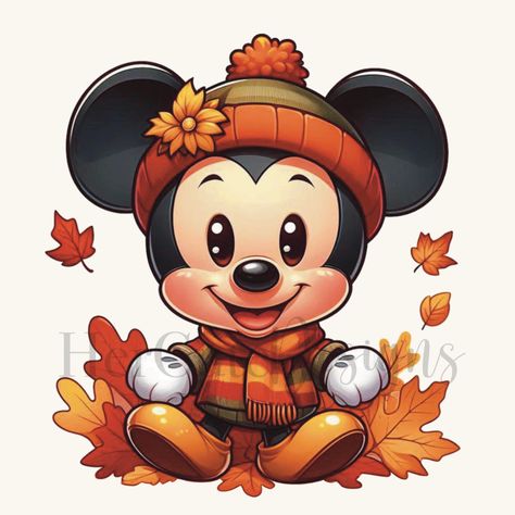 Cute Autumn, Disney Autumn, Fall Disney, Minnie Mouse Pics, Work Cubicle Decor, Thanksgiving Cartoon, Minnie Mouse Images, Leaf Scarf, Mickey Christmas