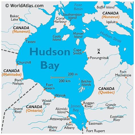 Baffin Island, River Severn, Geography Map, James River, Hudson Bay, Country Maps, Us Map, Southampton, World History