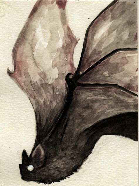 una pequeña pieza de acuarela Bat Watercolor, Watercolor Animals, Watercolor Techniques, Watercolor Artist, Bat, Art Projects, Art, Watercolour Techniques