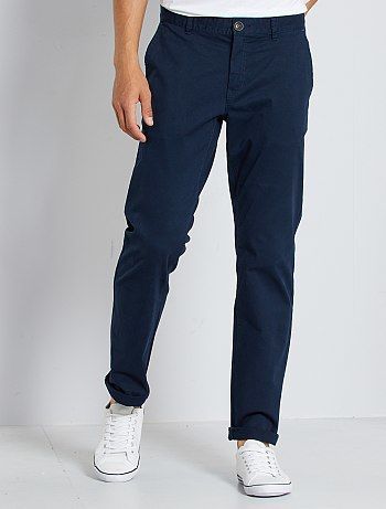 Pantalón chino regular L32 eco-concepción - Azul - Hombre - Talla 40 - El pantalón chino se ha convertido en un imprescindible del armario masculino. Confeccionado en sarga de algodón elástico y en una versión con corte recto, es el pantalón casual que se adapta a cualquier ocasión.  - Pantalón chino de sarga de algodón elástica - Confeccionado principalmente en algodón procedente de la agricultura ecológica - Corte recto/regular fit - Cierre de cremallera - Cintura con trabillas - 2 bolsillos i Kickboxing, Boxing, Street Wear, China, Pants, Trousers