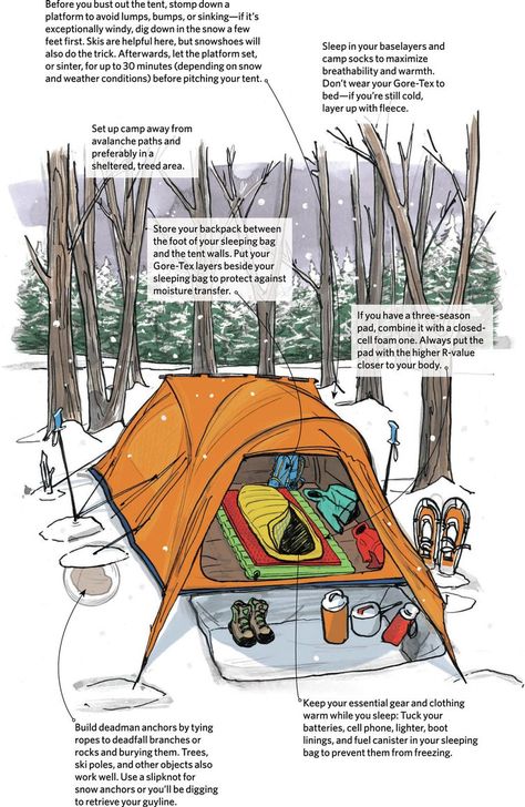 Create A Cozy Camp Backpacking Camp Setup, Camp Setup, Cold Camping, Boy Scout Camping, Camping Necessities, Scout Camp, Camping Shelters, Camping Hacks Diy, Scout Camping